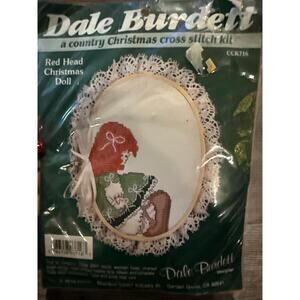 Vintage 1988 Dale Burdett Red Head Christmas Doll Cross Stitch Kit